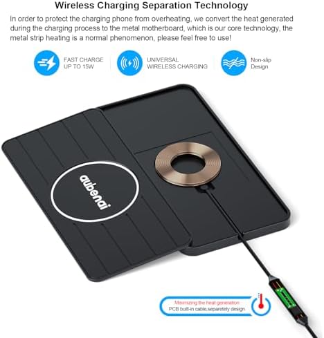 15 W Fast Wireless Car Charger Pad with 70 cm Extension Cable – Non-Slip Design for i Phone 16/15/14/13, Samsung Galaxy S25/S24, and More – Quick, Case-Friendly Charging for Road Trips and Daily Commutes – Includes Adhesive Mounting Pads and Smart Safety Features