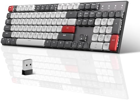 Transform Your Workspace with the Mage Gee Moon104 Wireless Mechanical Keyboard – RGB Backlit, Triple-Mode Connectivity (2.4 GHz, Bluetooth, USB-C) for Enhanced Productivity on PCs, Laptops, and Smart TVs – Ergonomic Design for Comfort and Speed