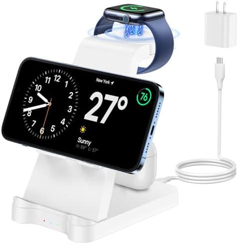Ultimate 3-in-1 Wireless Charging Station for Apple Devices – Turbo Fast Multi-Device Dock for i Phone 14/13/12/11 Pro Max/XR/8 Plus, Apple Watch, and Air Pods – Compact and Stylish Design with Advanced Overheat Protection to Maximize Charging Efficiency and Extend Device Life