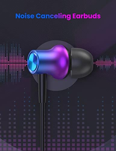i Mangoo Magnetic Hi Fi Stereo Bass Wired Earbuds with MFi Certification – Premium Lightning Earphones for i Phone 14, 13 Pro Max, 12 Mini & More – Enhanced Audio Experience with Built-in Microphone & Volume Control – Stylish Purple Design for Everyday Comfort and Portability