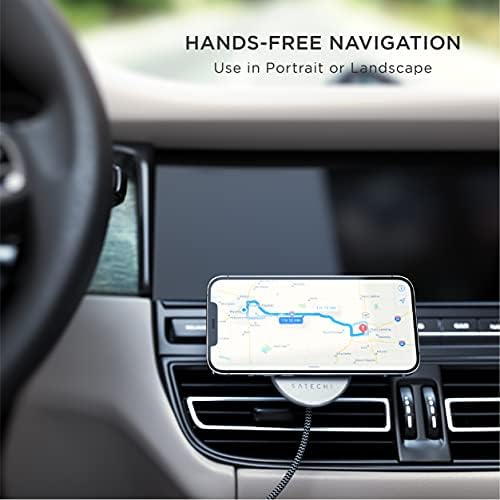 Satechi Magnetic Wireless Car Charger for i Phone – Qi 7.5 W Air Vent Mount for i Phone 16 & 15 Series – Effortless Fast Charging and Hands-Free Navigation Accessory for Ultimate Driving Convenience