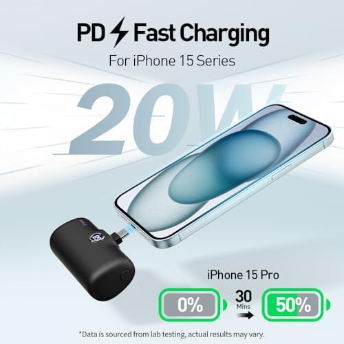 Compact i WALK 4,800 m Ah Portable Charger – High-Speed 18 W PD Power Bank with Built-in USB-C for Seamless Charging of i Phone 15/16/Pro/Max & Samsung Galaxy S25/S24/S23 – Ideal Travel Companion for On-the-Go Power Solutions