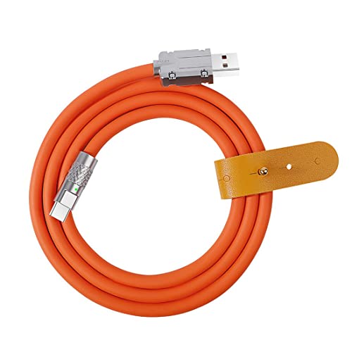 Ultra Soft 120 W USB to USB C Cable for Fast Charging & Data Transfer – 2 M Length with Built-in Charging Indicator for Optimal Connectivity and Durability