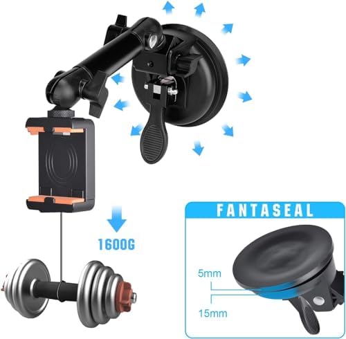 Ultra-Stable Heavy-Duty 100 mm Suction Cup Camera Mount – Dual Adjustable Ball Heads for i Phone, Go Pro, Insta360 & More – Secure Windshield Holder for Dash Cams and Smartphones (1.5 kg Load Limit) – Ideal for Adventure Filming and Daily Commutes