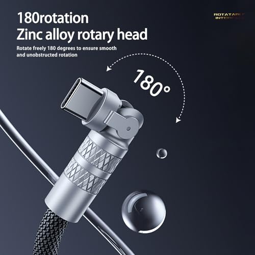 High-Speed Braided USB C to USB C Cable – 6 FT Right Angle Design for Efficient 60 W Fast Charging, Ideal for i Phone 16/15 Pro Max, Mac Book Pro, Samsung S25 Ultra – Ultimate Durability and Seamless Connectivity for Tech Enthusiasts