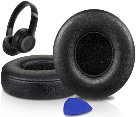 Transform Your Beats Solo 4 Wireless Headphones with SOULWIT Premium Replacement Earpads – Luxurious Soft Protein Leather & High-Density Noise Isolation Foam for Ultimate Comfort and Sound Enhancement – Stylish Black Design for Long Listening Sessions and Seamless Compatibility