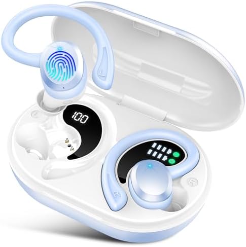 Premium Bluetooth 5.3 Wireless Earbuds – IP7 Waterproof Sport Headphones with 48-Hour Battery Life, Noise-Cancelling Mic, and 3 D Hi-Fi Stereo for Ultimate Workout Performance – Perfect for Running and Gym Enthusiasts