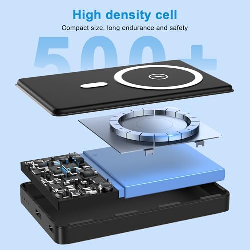 Slim Mag Safe Wireless Power Bank 10,000 m Ah for i Phone 16/15/14/13/12 – Lightweight Magnetic Charger with USB-C, Enhanced Fast Charging & 5 Safety Protections – Perfect for On-the-Go Power and Seamless Connectivity