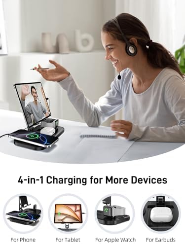 Ultimate 4-in-1 Wireless Charging Station for i Phone 16/15/14, Apple Watch 10/9/8, Air Pods Pro 2 & i Pad | Sleek Multi-Device Power Hub for Travel | Rapid Charging & Safety Features for Enhanced Efficiency
