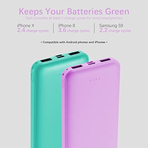 Miady 2-Pack 10000 m Ah Slim Dual USB Portable Power Bank with Type-C Fast Charging – Ultimate Backup Solution for i Phone 16/15/14/13, Galaxy S24/22, i Pad, and Android Devices (Vibrant Red & Blue) – Stay Connected Anywhere!