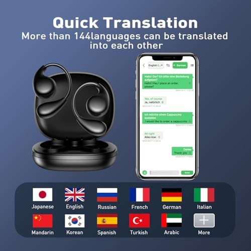 Revolutionize Global Communication with Cutting-Edge AI Translation Earbuds – Instantaneous Translation in 144 Languages, Superior Bluetooth 5.4 Connectivity, Compatible with i OS and Android, Designed for Maximum Comfort, Quick Charge Technology for Uninterrupted Use – Ideal for Travelers and Professionals Alike!
