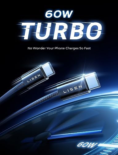 LISEN USB C to USB C Cable 5-Pack – Premium Fast Charging Solution with 60 W Power Delivery, Versatile Lengths (3.3 FT, 6.6 FT, 10 FT) for i Phone 16, i Pad Mini 6/Pro, Mac Book Pro 2020 & Samsung S23 – Durable, High-Speed Connectivity for All Your Devices