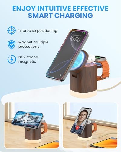 Travel-Ready Joy Geek 3-in-1 Wireless Charging Station – Fast Mag-Safe Charger for i Phone 16-12 Series, Apple Watch Series 10-2, and Air Pods Pro – Ultimate Compatibility and Speed for On-the-Go Lifestyle