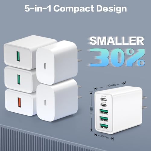 40 W 4-Port USB C Fast Charger Block – Superior Multi-Device Power Delivery Adapter for i Phone 16/15 Plus, Samsung Smartphones & Tablets – Compact Wall Charger for Efficient Rapid Charging & Universal Device Compatibility