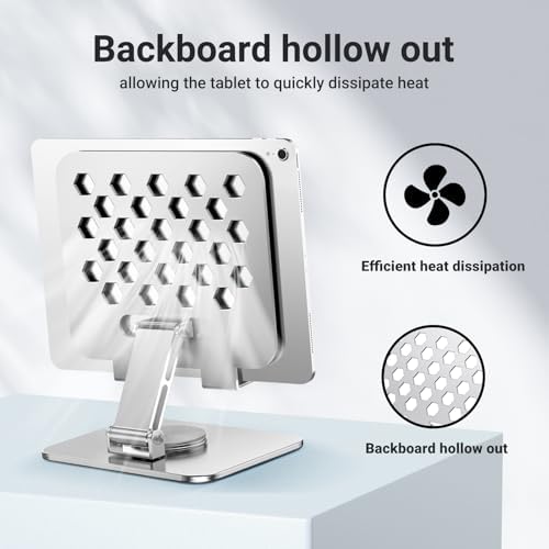 Versatile 360-Degree Rotatable Foldable Tablet Stand for i Pad, i Phone, and 4.3-10.9 Inch Devices – Adjustable Height and Angle for Optimal Viewing, Sleek Silver Finish, Portable Design for Home or Office Use – Enhance Your Digital Experience with Maximum Compatibility
