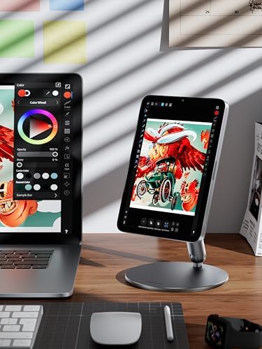 Transform Your i Pad Mini 6 (2021) Experience with LULULOOK Magnetic Stand – Ergonomic Aluminum Holder for Optimal Viewing & Drawing, Adjustable Height & Angle, Lightweight Design for Easy Portability and Versatile Portrait/Landscape Use