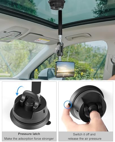 PULUZ 360° Adjustable Magnetic Suction Cup Mount for Smartphones & Action Cameras – Ultimate Dual Ball Head Holder for Secure Windshield & Dashboard Use – Effortless Installation & Enhanced Stability for Safe Navigation & Adventure Filming