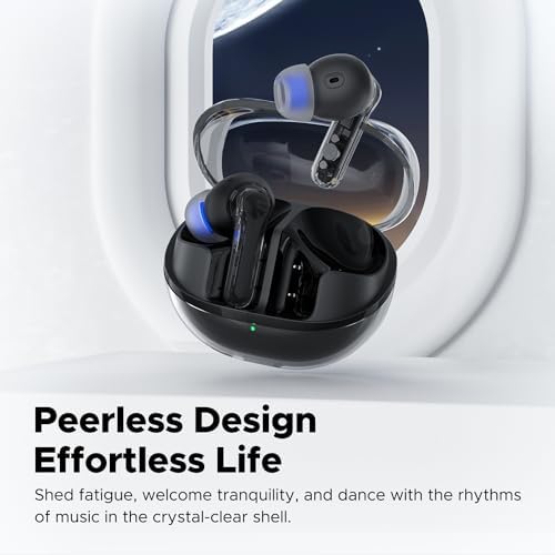 Affordable Sound PEATS Clear Wireless Earbuds – Bluetooth 5.3 Headphones with 12 mm Drivers for Deep Bass, Enhanced Call Clarity with Dual Mic and ENC, Gaming Mode for Low Latency, 40-Hour Playtime, IPX4 Water Resistance, Custom EQ via App for Tailored Audio Experience