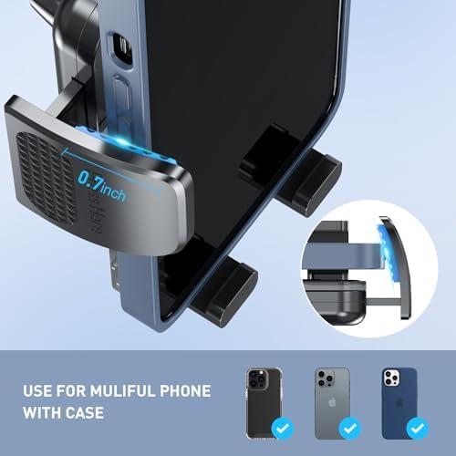 TEKING Advanced Car Phone Holder with Reinforced Metal Hook – Universal Air Vent Mount for i Phone 15/14/13/12 Pro Max & Samsung S24 Ultra – Sleek Translucent Design for Enhanced Aesthetics & Secure Smartphone Fit (120-75 mm) – Effortless Tool-Free Installation & Ultimate Hands-Free Convenience