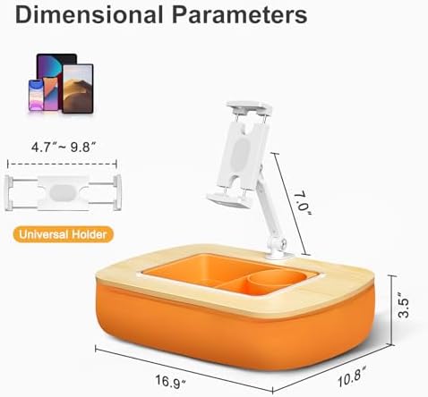 Ultimate Comfort Lap Beanbag Tablet Pillow Stand with Integrated Snack Bowl – Adjustable 360° Rotating i Pad Holder for 4.7″-13″ Devices – Perfect for Hands-Free Reading and Relaxation on Bed, Couch, or Recliner in Stylish Gray – Enhance Your Leisure Experience Today!