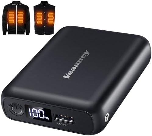 High-Performance 18400 m Ah 7.4 V Heated Vest Battery Pack – Compatible with ORORO & Venustas, LED Display Power Bank for Extended Warmth & Safety Protection, Includes Dual Adapter Cables for Seamless Connectivity, Ideal for Cold Weather Gear