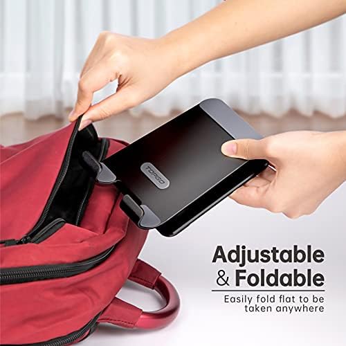 TOPGO Adjustable Cell Phone Stand, [Fully Foldable & Wide Compatibility] Desktop Stand Holder with Charging Port for iPhone, iPad, Kindle, Tablets, Switch – Silver – Enhanced Compatibility and Speed
