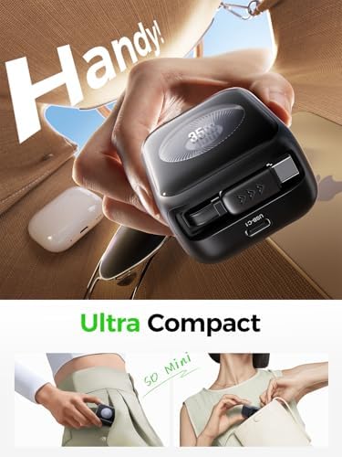 THREEKEY 35 W Ga N3 Turbo Dual USB-C Wall Charger – Compact Retractable Travel Adapter for Lightning-Fast Charging of i Phone 16/15 Pro Max, i Pad Pro/Air, Samsung S25, Pixel – Tangle-Free Storage Solution for On-the-Go Power Needs