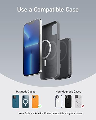 Anker 621 Mag Go Wireless Power Bank – 5,000 m Ah Magnetic Portable Charger for i Phone 12 to 16 Series, Compact Design with USB-C Cable, Fast Mag Safe Charging Solution for On-the-Go Power Needs