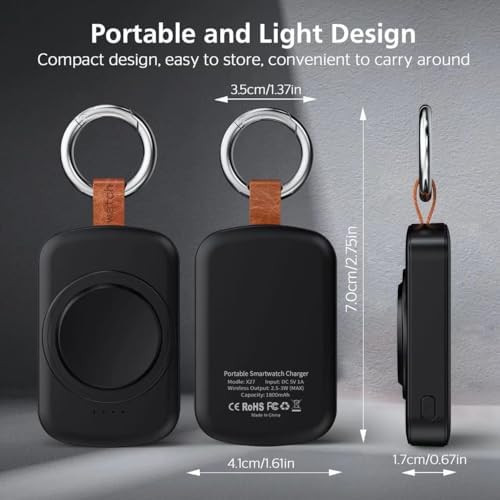 Sleek 1800 m Ah Magnetic Wireless Charger for Samsung Galaxy Watch Series – Ultimate On-the-Go Power Solution for Galaxy Watch 7/Ultra/6/6 Classic/5/5 Pro/4/3/Active 2/1 – Fast, Compact, and Stylish Charging Accessory for Your Smartwatch Lifestyle