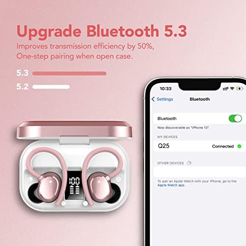 Unleash Your Sound with KT1 Bluetooth Earbuds: 120 Hours of Playtime, IPX7 Waterproof, Deep Bass 2.0 for Ultimate Sports Performance, Secure Earhooks for Active Lifestyles, Smart Digital Display for Battery Monitoring, Enhanced Device Compatibility – Perfect for Running, Gym Workouts, and Everyday Use