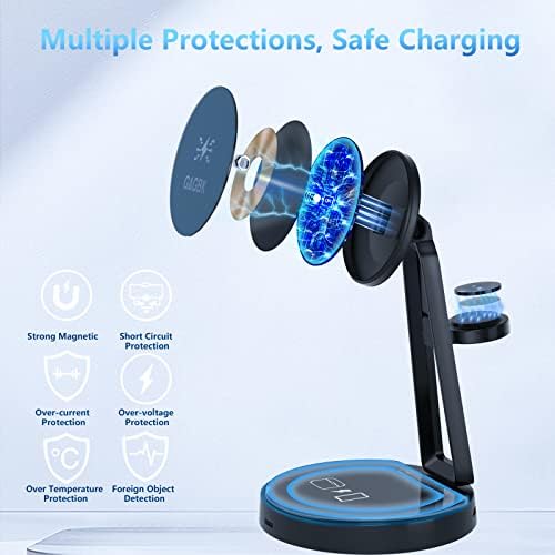 Ultimate 3-in-1 Wireless Charging Station for Samsung Galaxy Devices – Fast Mag-Safe Dock for Galaxy S24, S23, S22, S21, Note 20, Galaxy Watch 7/6/5/5 Pro/4/3, and Galaxy Buds+/Live – Streamlined Design with Intelligent Safety Features for Effortless Charging and Device Organization