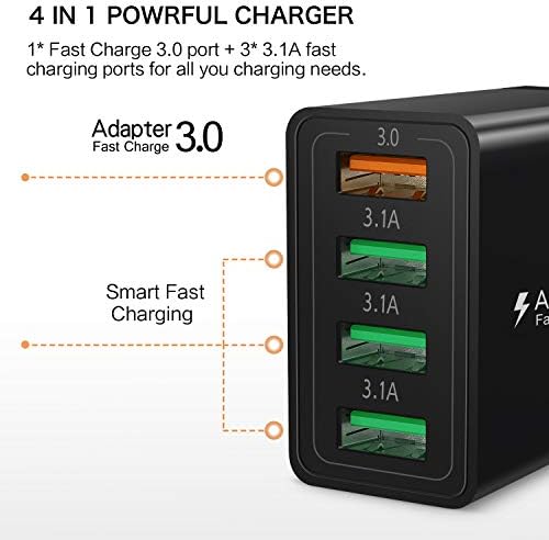 Elevate Your Charging Experience with Boxeroo Fast Charge 3.0 USB C Wall Charger – 4-Port Charging Adapter for Effortless Power on Galaxy and i Phone Devices – Compact, Reliable, and Compatible with Multiple Smartphones for Rapid Device Charging – Perfect for Home, Office, and Travel