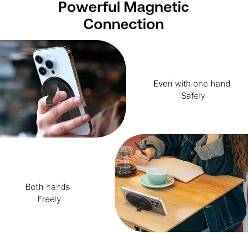 AUROX Mag Safe Phone Grip with Kickstand & Finger Loop – Premium Magnetic Holder for i Phone 12-16 Series in Sleek White – Unmatched Stability & Hands-Free Viewing for Ultimate User Convenience