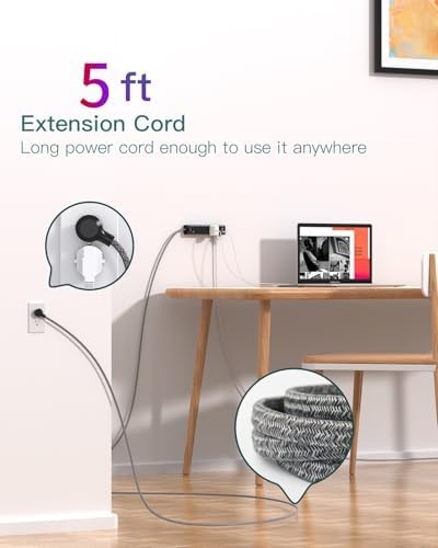 10-Foot Power Strip Surge Protector with 12 Outlets & 3 USB Ports – Wall-Mountable Extension Cord for Optimal Device Charging in Dorm Rooms, Offices, and Homes – 1050 J Overload Protection for Enhanced Safety and Efficiency – Sleek Black Design for Clutter-Free Use