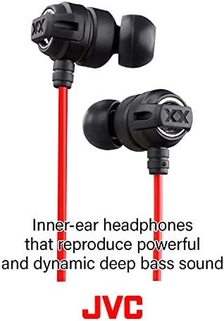 JVC HAFX1 Xtreme-Xplosivs Earbuds – Premium Deep Bass Wired Headphones with Enhanced TV & PC Compatibility, Lightweight Comfort & Tangle-Free Design for Exceptional Sound Quality in Black & Red