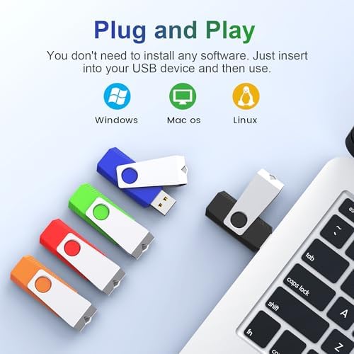 KEXIN 10 Pack 8 GB Swivel USB Flash Drives – Versatile Portable Storage with LED Indicator for Effortless Data Transfer and Enhanced Device Compatibility