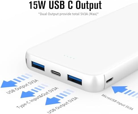 VANYUST 10000 m Ah Portable Power Bank – Ultra-Fast USB-C Charger for i Phone 16, Samsung S22, Google Devices – Slim, Lightweight Design for On-the-Go Power – Enhanced Compatibility for All Your Charging Needs