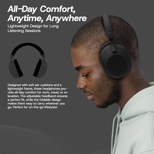 Gabba Goods Aura Elite Premium Wireless Over-Ear Headphones – Unmatched High-Resolution Audio with Built-In Mic, SD Card Compatibility & 6-Hour Battery Life – Perfect for Gamers, Travelers, and Professionals – Chic Black Design for Audiophiles and Everyday Users