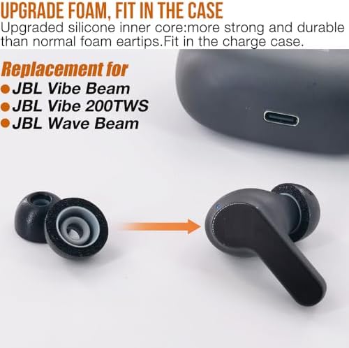 Transform Your Listening Experience with Premium Dual-Layer Memory Foam Eartips for JBL Vibe Beam, Vibe 200 TWS & Wave Beam – Achieve Ultimate Noise Isolation and Unmatched Comfort for Extended Audio Enjoyment