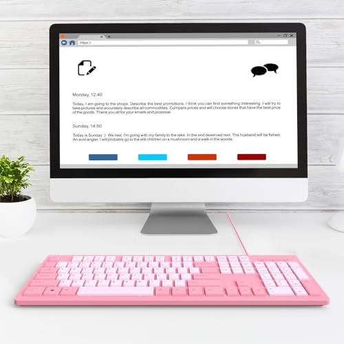 Upgrade Your Typing Experience with the Spill-Resistant USB Wired Keyboard – Low Profile Chiclet Keys, Large Number Pad, and Ergonomic Design for Enhanced Comfort and Speed – Perfect for Professionals and Home Users (Black)