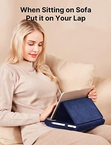 JSAUX Multi-Angle Tablet Pillow Stand – Ergonomic Holder for i Pad, Kindle & Smartphones, 4-11″ Devices in Navy Blue – Ultimate Comfort for Hands-Free Viewing on Bed, Lap or Desk, Ideal for Movies, Reading & Video Calls