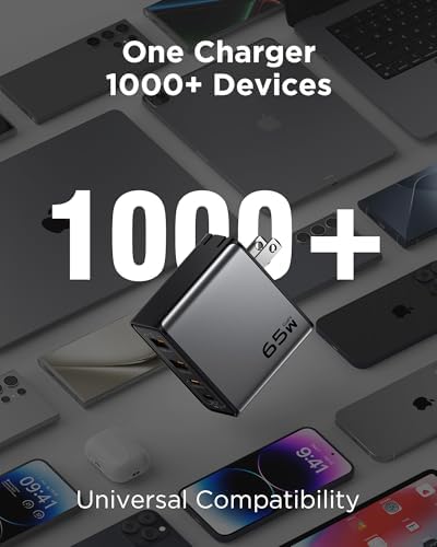 PISEN 65 W Ga N Fast Charging Block – 4-Port USB-C Wall Charger with 4 FT Cable for Mac Book, i Phone 16/15/14, Galaxy S24, Pixel 8, and Steam Deck – Ultimate Multi-Device Power Solution with Enhanced Efficiency and Compatibility