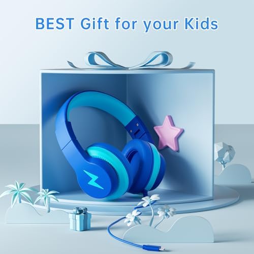 Unleash Your Child’s Potential with Premium USB-C Over-Ear Headphones – Crisp HD Audio, Safe Volume Control for Young Ears, Perfect for Learning and Adventure, Compatible with i Pads, PCs, Tablets – Stylish Foldable Design in Eye-Catching Blue for Ultimate Comfort and Engagement