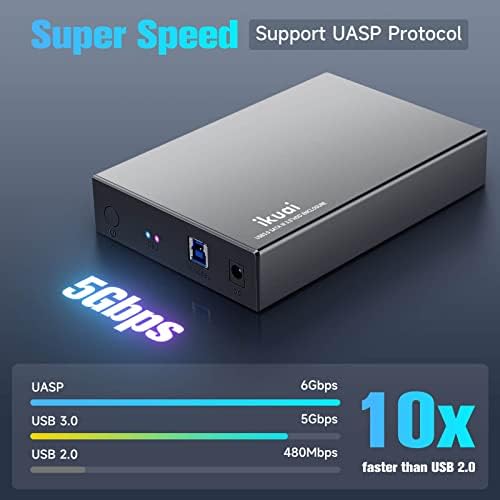 Aluminum 3.5″ Hard Drive Enclosure: USB 3.0 & USB-C Dock for 20 TB SATA HDD/SSD – Rapid Data Transfer & Universal Compatibility for All Operating Systems