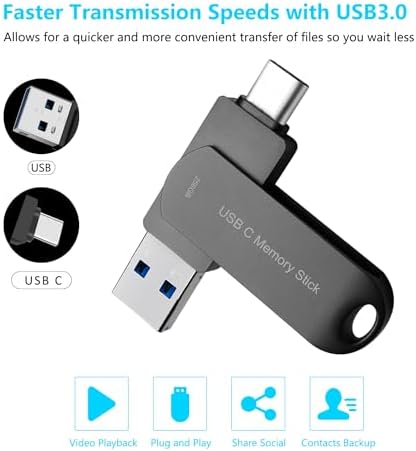 Revolutionize Your Data Management with the HUNPINS 256 GB USB C Thumb Drive – Ultra-Fast 170 MB/s Transfer Speed for Android Phones, Tablets, and PCs – Compact, Durable, and Versatile Memory Stick for Effortless File Backups and Transfers