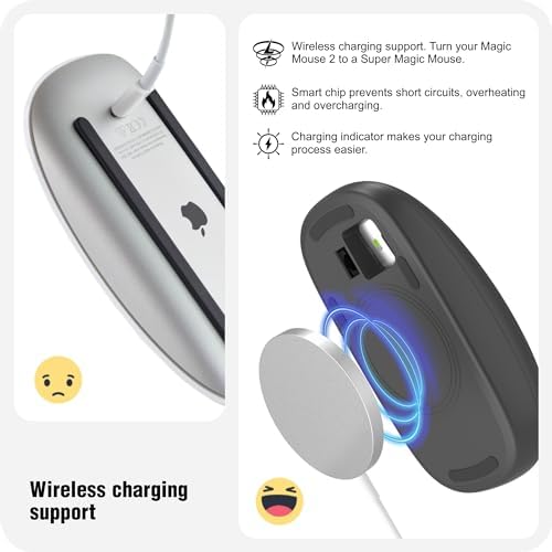 TATOFY Wireless Charger for Magic Mouse 2 – Ergonomic Design with Lightning Compatibility, Fast Charging Base, and Sleek White Finish for Ultimate Comfort and Efficiency in Your Workspace