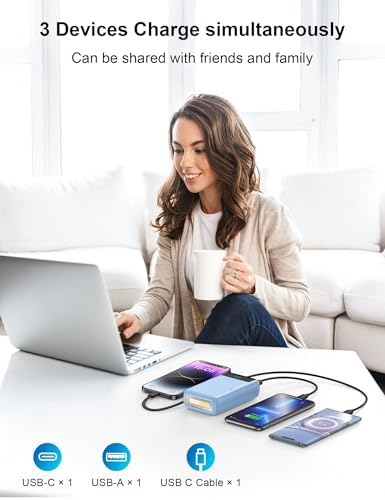 High-Capacity 27000 m Ah Portable Power Bank with Built-In Cable for i Phone 15/16 Series – Fast-Charging USB-C Battery Pack, LED Display for On-the-Go Charging, Reliable Travel Companion for All Smartphones