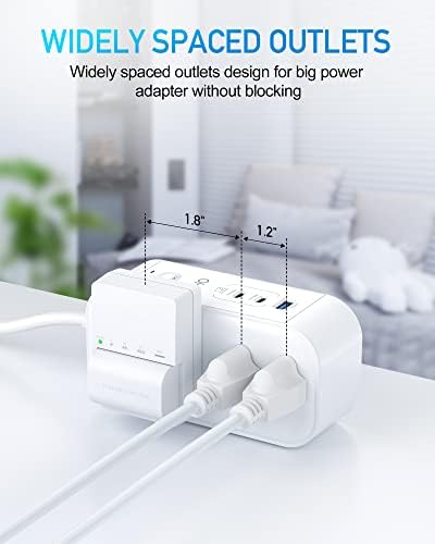 10 FT USB C Surge Protector Power Strip with 6 AC Outlets & 3 Fast Charging USB Ports – Ideal Travel Charging Station with Overload Protection, Flat Plug Design, and Wall Mount Capability for Home Office & Dorm Use – 1875 W/15 A Enhanced Safety & Speed
