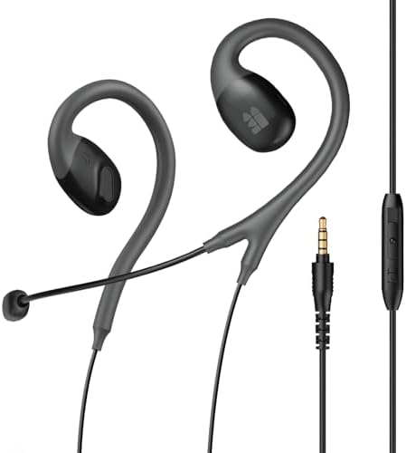 Lightweight S6 Open Ear Wired Earbuds with Boom Mic – Perfect for PC and Laptop Use, Inline Control for Effortless Call Management, Exceptional Audio Clarity for Online Meetings and Multitasking – 3.5 mm Jack for Universal Compatibility