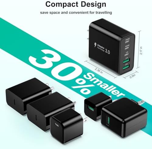 Besgoods 50 W USB C Charger Block – High-Speed Multi-Port Charging Solution for i Phone 16 Pro Max, i Pad, and Galaxy Devices – Includes Durable 6 ft Braided USB-C to C Cable – Perfect for Home, Office, and Travel – Charge Up to 5 Devices Simultaneously with Enhanced Compatibility and Safety Features